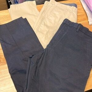 GAP & BR 2 Pairs Men's Light Khaki & Navy Blue Pants Slim Fit 33x30 It#J33